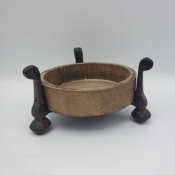 Rustic Wood & Cast Iron Candle Holder