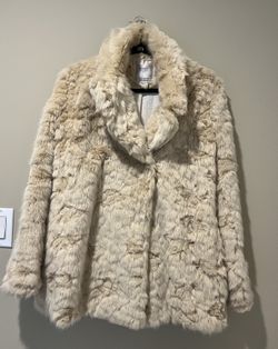 Zara Trafaluc Fur Beige Coat Jacket Size Small S