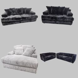 NEW SOFA   LOVESEAT AND OVER SIZE CHAIR PAISLEY BLACK ,PAISLEY LIGHT GREY .  More Color FABRIC Avail.