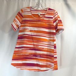 Denim & Co. Active Printed Perfect Jersey Curved Hem Top