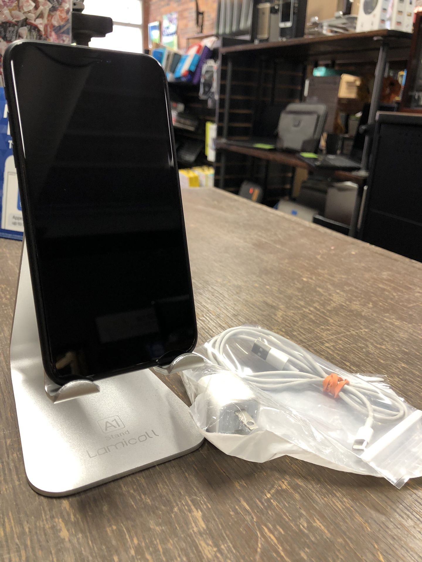 Apple iPhone XR with 64GB unlocked so works with any carrier. Includes Apple Cord & Charger