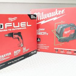 100ft RECHARGEABLE Laser Level + FUEL Drywall Screwgun 