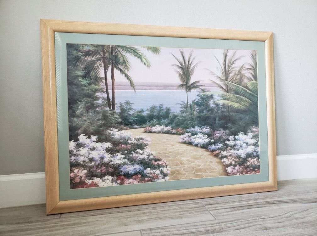 Beautiful Picture Print (Floral Breeze by Diane Romanello) in Solid Wood Frame 42" x 31"