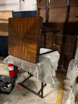 Wood Top Side Table with Metal Frame