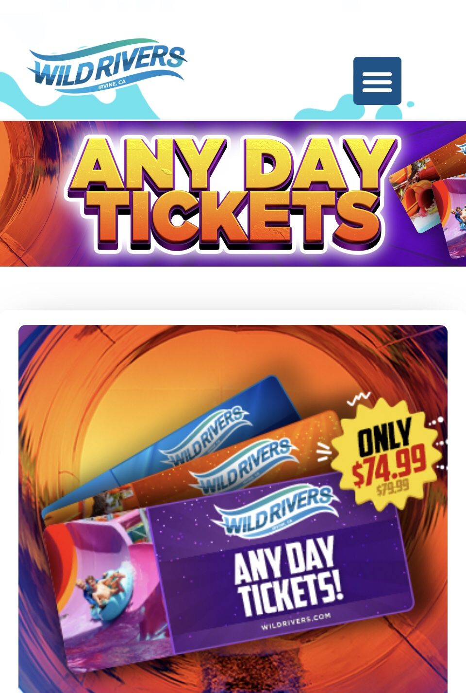Wild Rivers ANY DAY Ticket