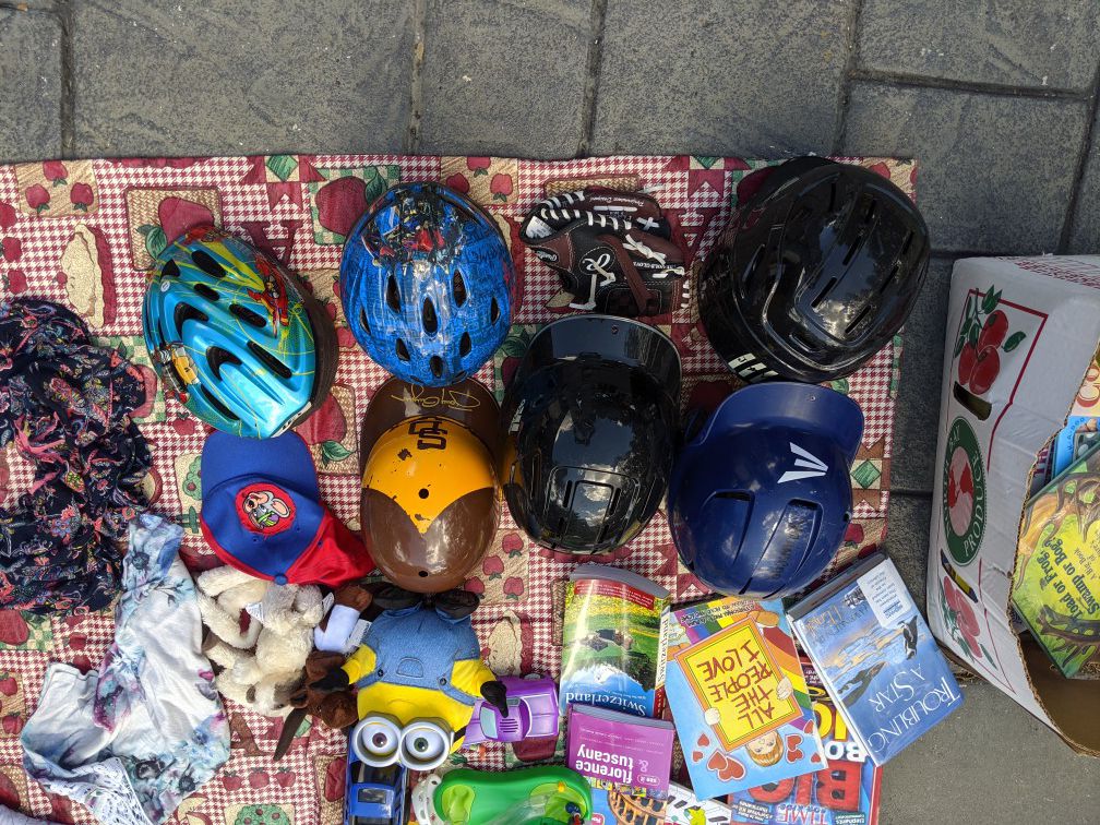 Kid's Baseball helmets, glove, bike helmets (Elementary size)