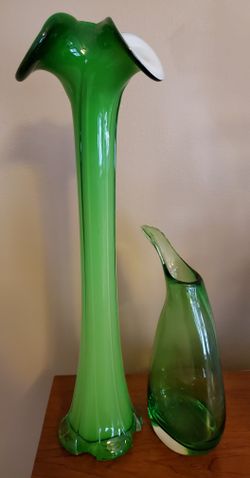 Green Glass Vase Set