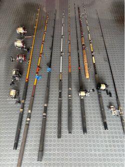 FISHING GEAR RODS AND REELS + tackle box and accessories