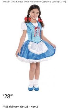 amscan Girls Kansas Cutie Halloween Costume, Large (12-14)