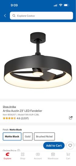 Artika 23” LED Ceiling Fan with Light – Black / Silver / Matte Black