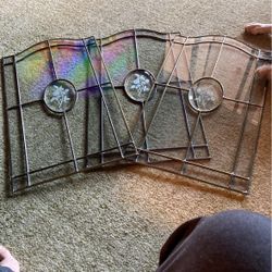 3  Beveled Leaded Glass Decor  Each 14.5” X25”  20$ Each 