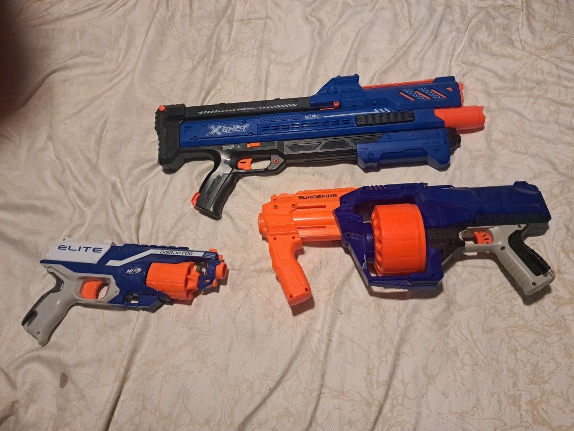 3 Nerf Guns