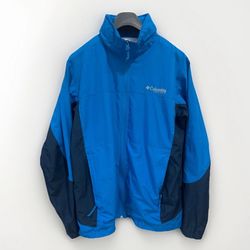 Columbia Field Gear Men's L Omni Shield Hooded Jacket Windbreaker Blue Camping