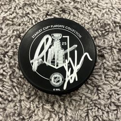 Stanley Cup Autographed Puck By Paul Marucie & Kris  Knoblauch