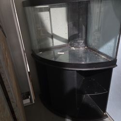 54g corner bowfront aquarium, stand, lid available for sale 