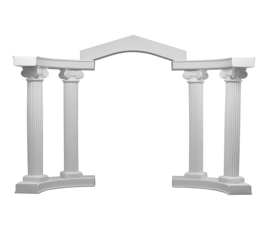White Wedding/Event Colonnade Roman Arch (9 Piece Set With Hardware)