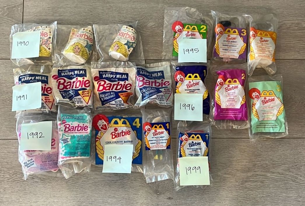 1990, 1991, 1992, 1994, 1995, 1996, 1999 BARBIE MCDONALDS HAPPY MEAL TOY DOLLS - 18 Total | New In Package