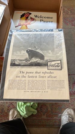 Drink Coca Cola Sign 1930 ocean liner Coke ad
