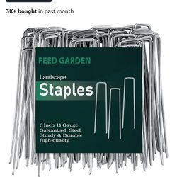 FEED GARDEN 6 Inch 500Pack Galvanized Landscape Staples Tent Stakes Garden Stakes Landscaping Fabric