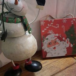 Christmas Decor Springy Snowman With Christmas Tree Classic Santa Sign