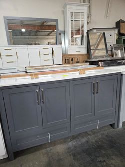 60" Double Sink Bathroom Vanity in Dark Gray
