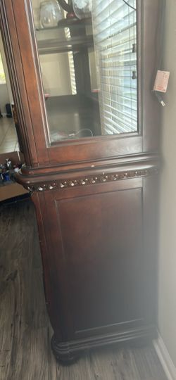 Dark Wood China Cabinet with Glass Door