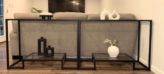 2 Glass Console/Entryway Tables + Matching Coffee Table SET