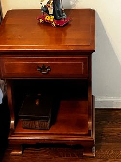Cherry Wood Nightstand with Drawer and Shelf
