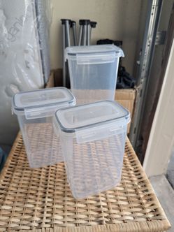 3 PRAKI Pack Airtight Food Storage Containers for Kitchen Pantry Organizers and Storage, Plastic