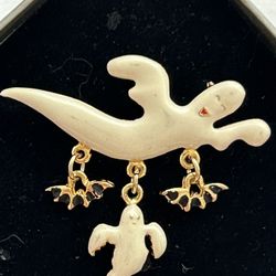 Vintage Ghost Bats Brooch Pin Jewelry Accessory Halloween Retro Enameled Spooky Collectible 