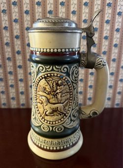 Vintage Avon Beer Stein Mug with Lid 1978 Rainbow Trout English Setter Brazil