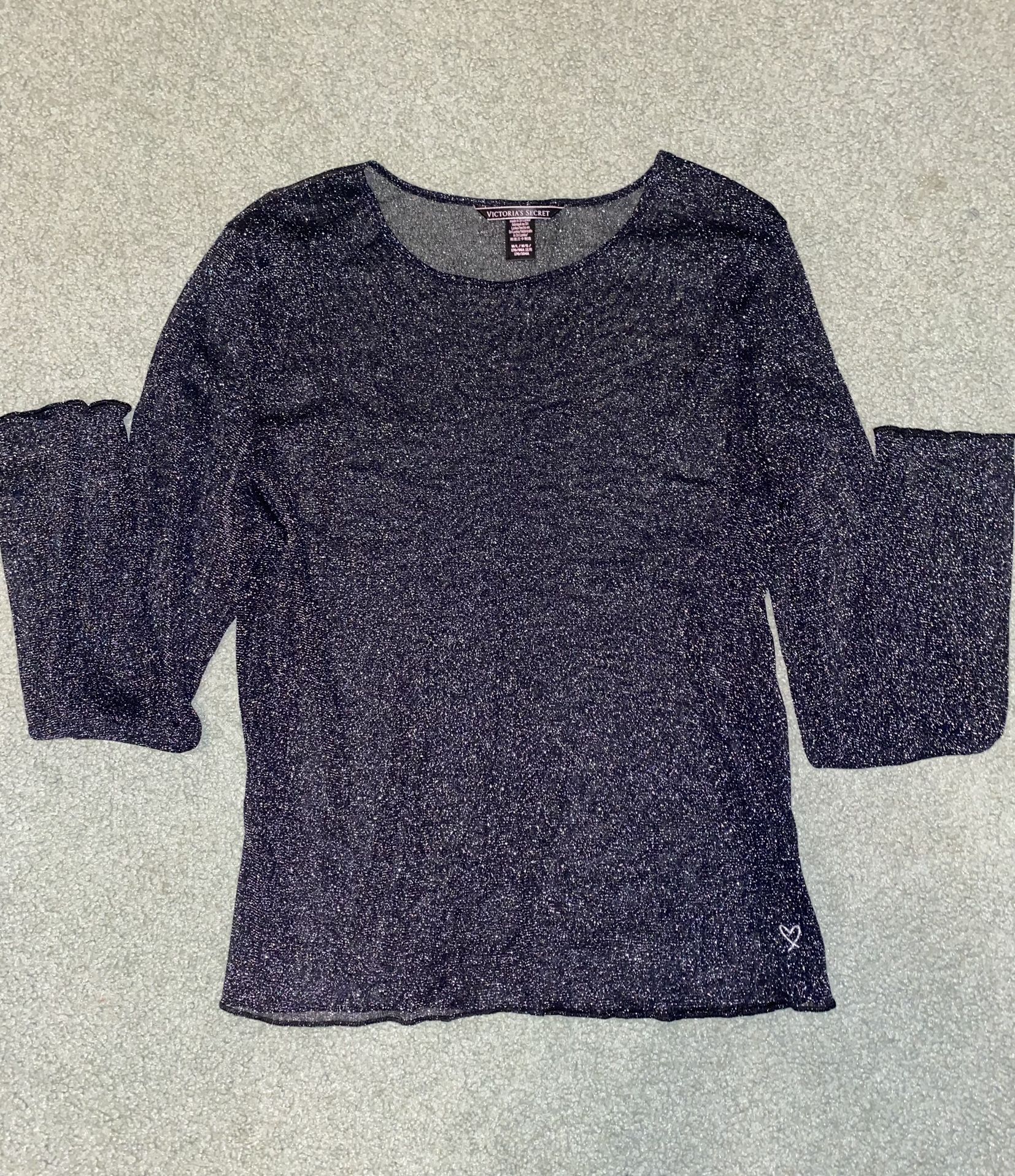Victoria's Secret Black/Silver Shimmer Sheer Longsleeve top 