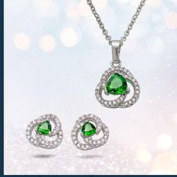 Stauer Verde Trillion Necklace and Earrings Set 