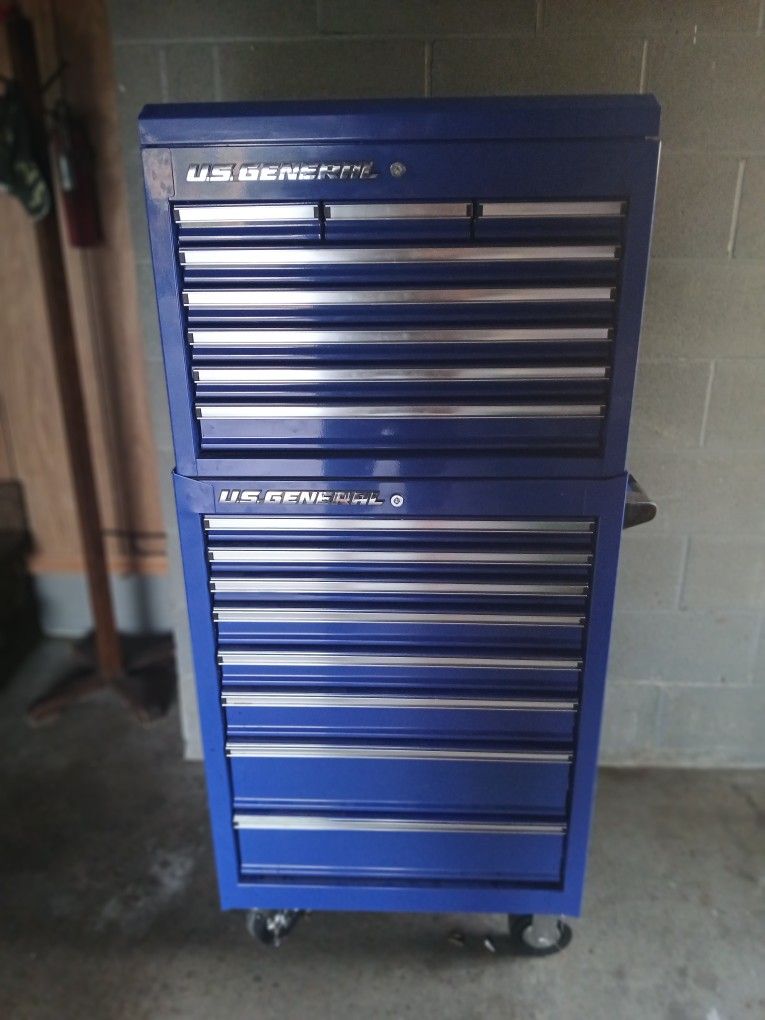 Barely Used US GENERAL 26" Single Bank Top Cart & 26"x 22" Single Bank Roller Cabinet