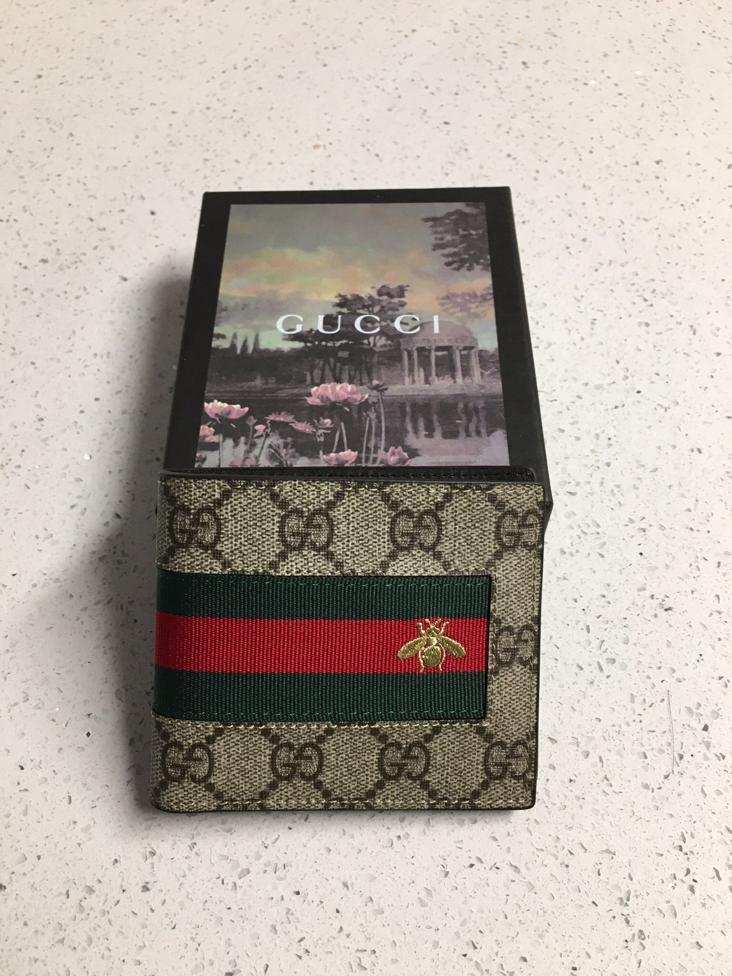 Gucci web GG compact wallet insect canvas