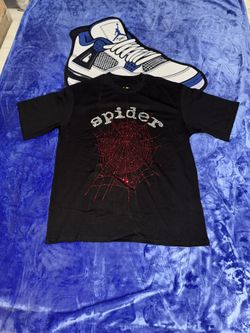 Spider shirt rine stones red and black