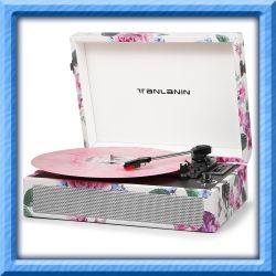 TANLANIN VINTAGE 3 SPEED BLUETOOTH RECORD PLAYER WITH BUILT IN SPEAKERS(NEW)
