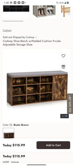 Shoes bench with 9 cube storage size long 431/2 wide 12 high 18 inches