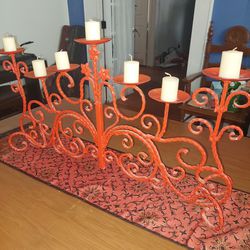 Rod Iron Orange Candelabra 30" Long BY 18" Tall