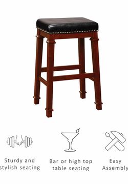 Linon Kennedy Backless PU bar Stool, Dark Cherry