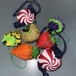 New 7 Reusable Washable Bags Totes Grocery ‘Fruity’ ‘Candy’ Bags $5 for All