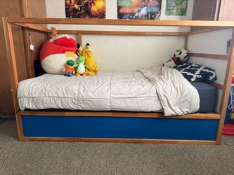 Ikea twin bed frame and cubbies