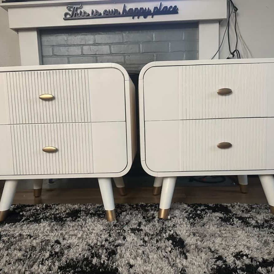 Nightstand Modern and refinished (set of 2) White & Gold