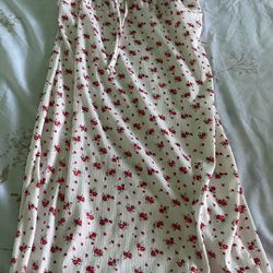 White Sundress With Red Flower Prints 