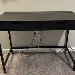 IKEA Black ALEX computer desk with cable compartment