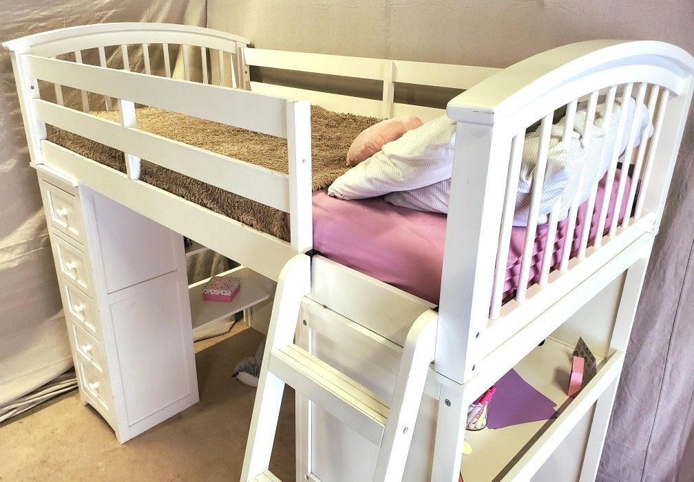 Twin Storage Loft Bed with Desk