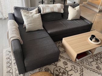 Gray Modern Friheten 90” Sleeper Sectional Sofa with Reversible Storage Chaise