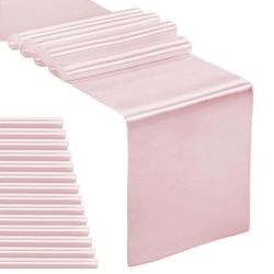 15 Pack Rose Gold Satin Table Runners 12 x 108 Inches Long, Table Runners for Wedding Birthday Party Banquet Decorations (Pack of 15, 12 x 108
