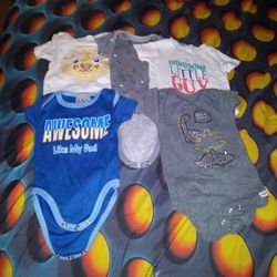 Lot Of 5 Short Sleeve Onies--from 3 To 9 Months