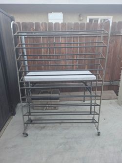 Large Metal Rolling Shoe Rack